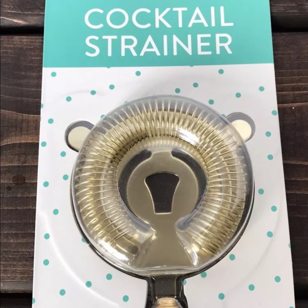 New W Crown Stainless Steel Brass Finish Cocktail Strainer Bar Acrylic Handle